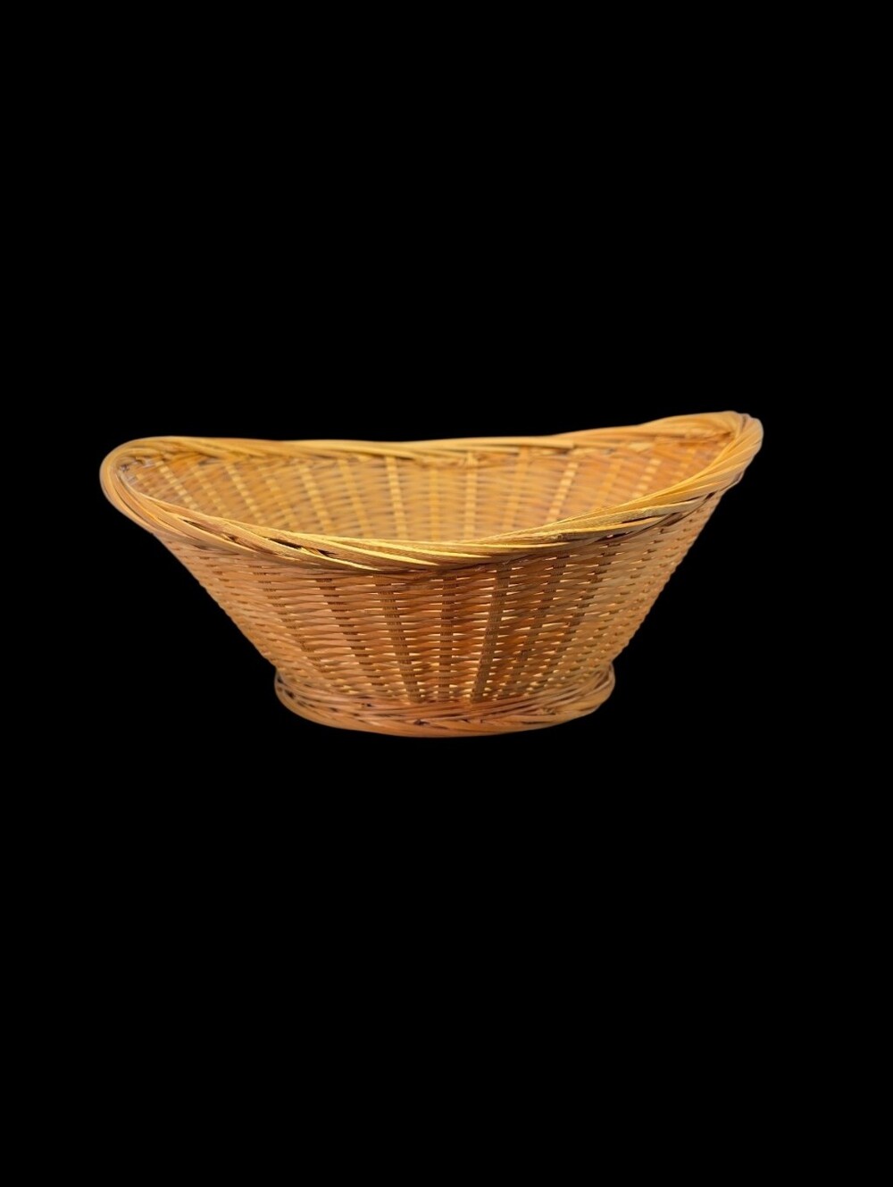 Vintage Oval Woven Rattan Basket - Natural Honey Tone